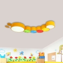 Cartoon LED Ceiling Flush Mount Yellow/Blue Caterpillar Flush Light Fixture with Acrylic Shade