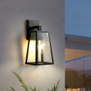 Black Trapezoid Wall Mount Lamp Warehouse Clear Glass 1 Head Outdoor Sconce Wall Lighting