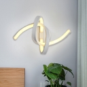 Contemporary Twisting Wall Mounted Lamp Metalline LED Bedside Wall Sconce Lighting in White