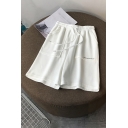 Womens Shorts Stylish Large Pockets Knee-Length Drawstring Waist Loose Fitted Sweat Shorts