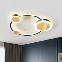 Acrylic Orbit Semi Flush Mount Light Modern LED Black Close to Ceiling Lamp in Warm/White Light for Bedroom