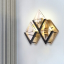 Gold Rhombus Wall Mount Lamp Simple 3 Lights Clear Glass Wall Light Sconce for Living Room