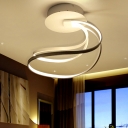 White Twisted Flush Mount Lighting Modernist LED Acrylic Ceiling Mounted Light, Warm/White Light