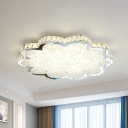 Floral Clear Crystal Flush Light Fixture Modernist LED Stainless-Steel Close to Ceiling Lamp for Bedroom
