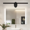 Metallic Tubular Vanity Sconce Light Modern LED Wall Mounted Lamp Fixture with Oval Backplate in Black