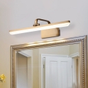 Acrylic Strip Wall Mount Light Minimalism LED Vanity Lighting Fixture Half Oblong Arm in Brass