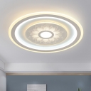 Circular Flush Mount Light Simplicity Acrylic LED White Close to Ceiling Lamp with Succulent/Lotus Design
