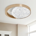 Ringed Flush Ceiling Light Modernist Metal LED Gold Flush Mount with Marble Decor Design for Corridor