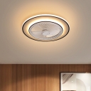 Circular Metallic Hanging Fan Light Simplicity LED Black Semi Mount Lighting, 23