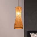 Beige Hourglass Hanging Ceiling Lamp Asian Style 1-Head 6