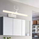 Acrylic Linear Wall Mounted Lamp Nordic LED White Vanity Lighting Fixture with Antler Design in Warm/White Light