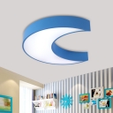 Crescent Flushmount Lighting Minimalist Acrylic Sleeping Room LED Ceiling Mounted Fixture in White/Yellow/Blue