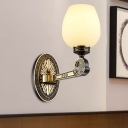 Cream Glass Black and Gold Wall Lighting Tapered 1 Light Traditional Wall Light Sconce for Living Room