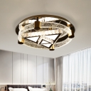 K9 Crystal Triangle Semi Flush Mount Contemporary LED Chrome Ceiling Light Fixture with Circle Design