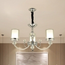 Pillar Chandelier Lighting Contemporary Clear and Frosted Glass 3 Bulbs Bedroom Hanging Light in Chrome