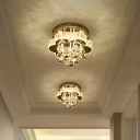 Beveled Crystal Flower Ceiling Lamp Modern Chrome LED Semi Flush Mount Light for Corridor, 12