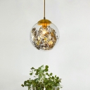 Modern Style 1 Head Pendant Lighting Fixture with Clear Glass Shade Brass Sphere Hanging Light Kit