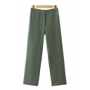 Cool Womens Pants Solid Color Ankle Length Zippered Loose Fitted Straight Relaxed Pants