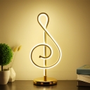 Modern Stylish Music Note Table Light Metallic Bedside LED Nightstand Lamp in Warm/White Light, Black/White/Gold