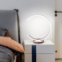 Coffee C-Shaped Night Light Minimalistic Metal LED Table Lamp in Warm/White Light for Bedside