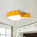 Yellow Thumb-Up Ceiling Fixture Kids Style LED Acrylic Flush Mount Light for Living Room