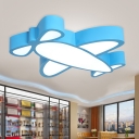 Simplicity Plane Flush Mount Acrylic LED Kindergarten Ceiling Light Fixture in Blue