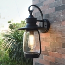 1 Light Tapered Sconce Fixture Industrial Black Finish Water Glass Wall Mounted Light for Outdoor