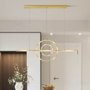 Metal Circle and Linear Drop Lamp Contemporary LED Island Lighting Ideas in Gold, Warm/White Light