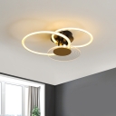 Modernism 3/4 Bulbs Ceiling Lamp Black Circle Semi Flush Light with Acrylic Shade for Dining Room