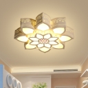 Flower Flushmount Lighting Simplicity Crystal LED White Close to Ceiling Lamp for Bedroom