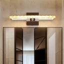 Linear Vanity Lighting Fixture Simplicity Faceted Crystal LED Chrome Wall Sconce Light for Bathroom