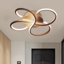 Contemporary Flower Ceiling Mounted Fixture Metallic LED Bedroom Flushmount Lighting