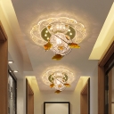 Clear Crystal Bloom Ceiling Light Simplicity LED Flush Mount Lighting with Leave Design in Chrome