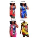 Women's African Vintage Floral Dashiki Tribal Short Dress