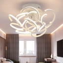 9/12-Bulb Curly Linear Ceiling Lighting Simple Metal LED White Semi Flush Lamp in Warm/White/Natural Light