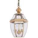 Lantern Clear Glass Chandelier Light Colonial 3 Bulbs Hallway Pendant Lamp in Brass