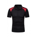 Classic Colorblocked Short Sleeve Three-Button Breathable Casual Sport Polo