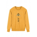 Womens Creative Sweatshirt Bee Letter Get It Print Regular Fitted Long Sleeve Pullover Sweatshirt