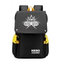 Campus Style Letter Hero Academy Graphic Flap Pockets Large Capacity Backpack