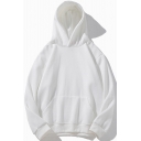 Mens Sweatshirt Unique Solid Color Thick Rib Hem Drawstring Kangaroo Pocket Loose Fit Long Sleeve Hooded Sweatshirt