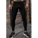 Mens Pants Creative Camo Panel Pocket Quick Dry Elastic Waist Skinny Fitted 7/8 Length Sport Pants