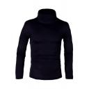 Mens Sweater Creative Solid Color Turtle Neck Long Sleeve Slim Fitted Thickened Sweater