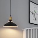 Iron Barn Pendant Ceiling Light Warehouse 1 Bulb Sitting Room Pendulum Light with Vent Design in Black/White