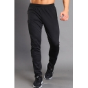 Chic Mens Pants Striped Hot-Stamping Invisible Zipper Vents Elastic Waist Ankle Length Slim Fit Tapered Sport Pants