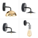 Single Bare Bulb Design Wall Lighting Warehouse Black/Rose Gold/Chrome Iron Wall Mounted Lamp for Bedroom