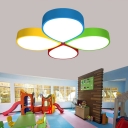 Acrylic Petal Flush Light Macaron Red-Yellow-Blue-Green LED Close to Ceiling Lamp in White/3 Color Light, 23.5