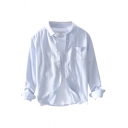 Mens Shirt Simple Pinstripe Print Chest Pocket Oxford Button down Collar Regular Fit Long Sleeve Shirt