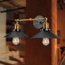 Black and Brass Linear Rotating Wall Lamp Industrial Metal 1/2-Head Office Task Wall Light with Cone Shade