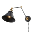 Cone Study Room Task Wall Light Loft Metal 1 Head Swivel-Arm Wall Mounted Lamp with/without Plug-in Cord