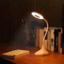 Portable LED Reading Light with USB Charging Port Round Shade White/Blue/Pink Desk Light for Bedside Table
